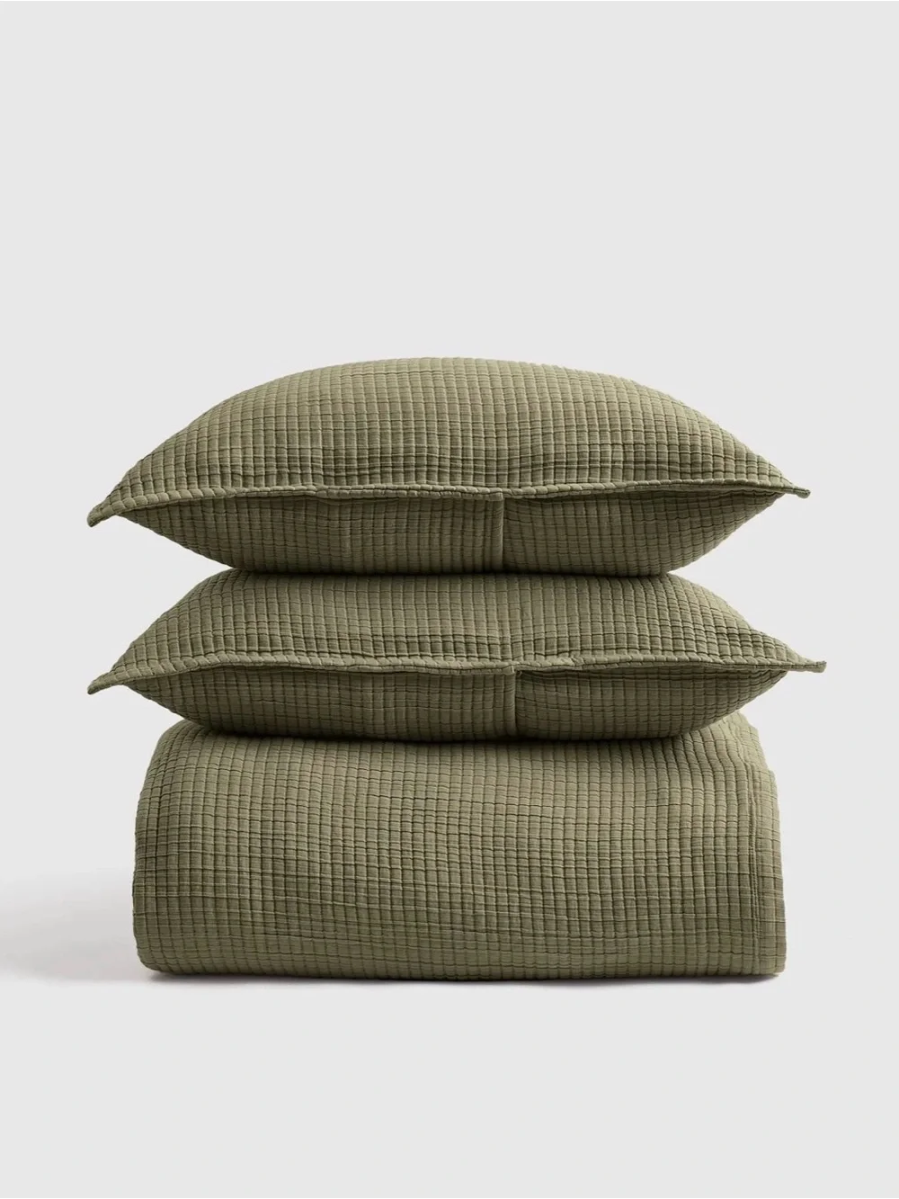 Quince Olive Ribbed Coverlet Set